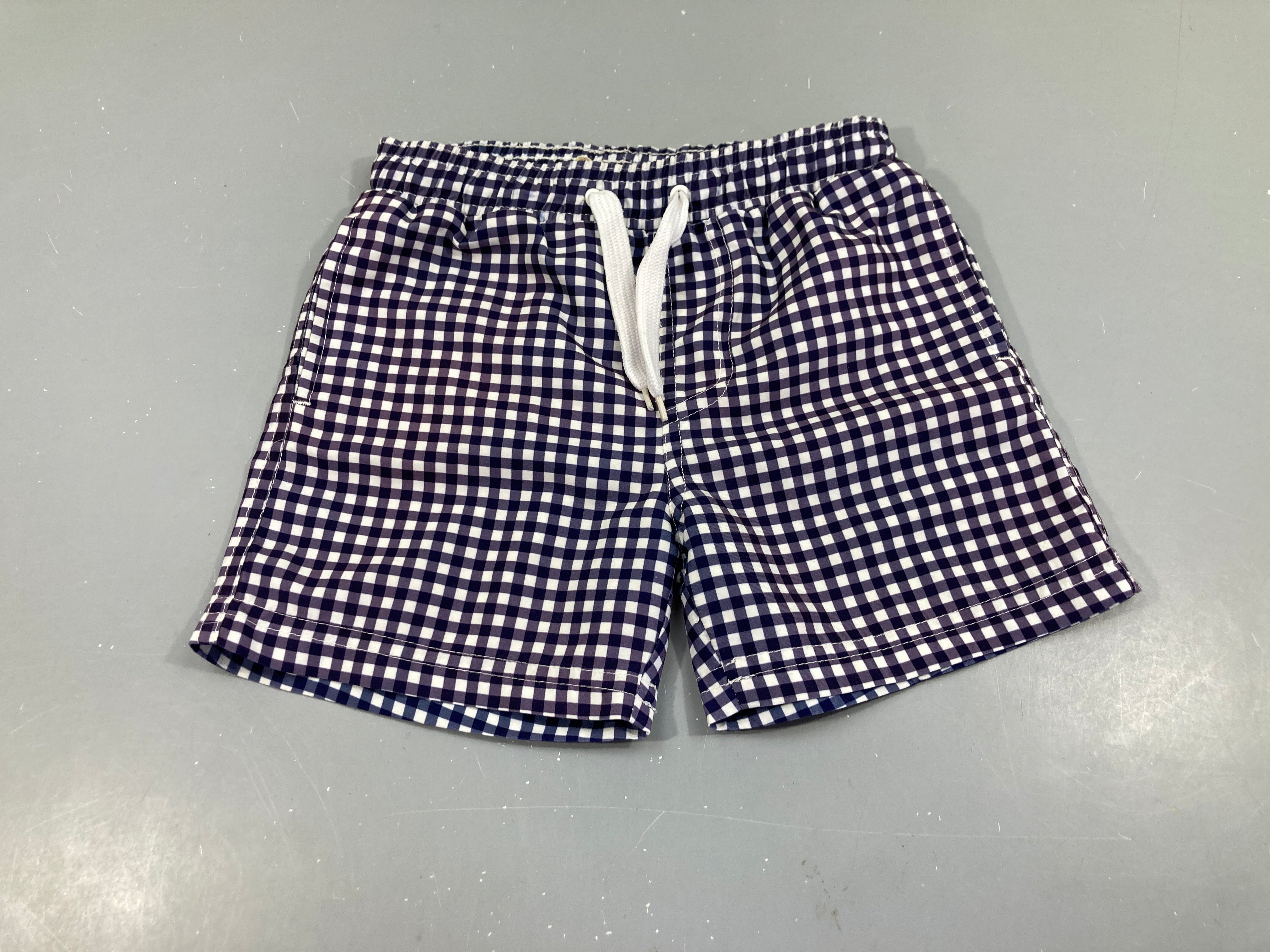 Maillot short à carreaux blanc/bleu marine, Monoprix