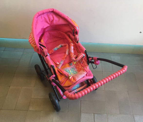 Poussette pour poupée rose pliable + couffin, moins cher chez Petit Kiwi