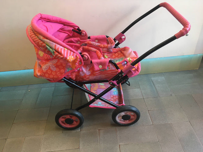 Poussette pour poupée rose pliable + couffin, moins cher chez Petit Kiwi