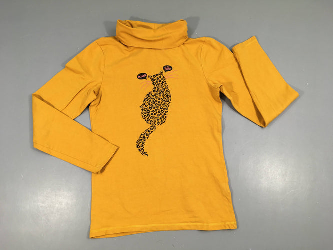 T-shirt col roulé orange léopard, moins cher chez Petit Kiwi