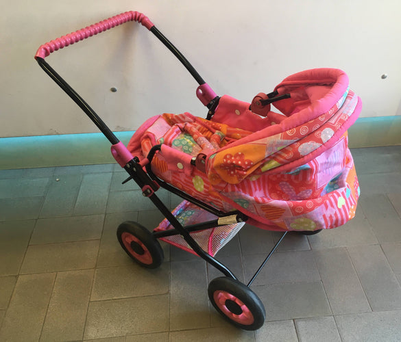 Poussette pour poupée rose pliable + couffin, moins cher chez Petit Kiwi