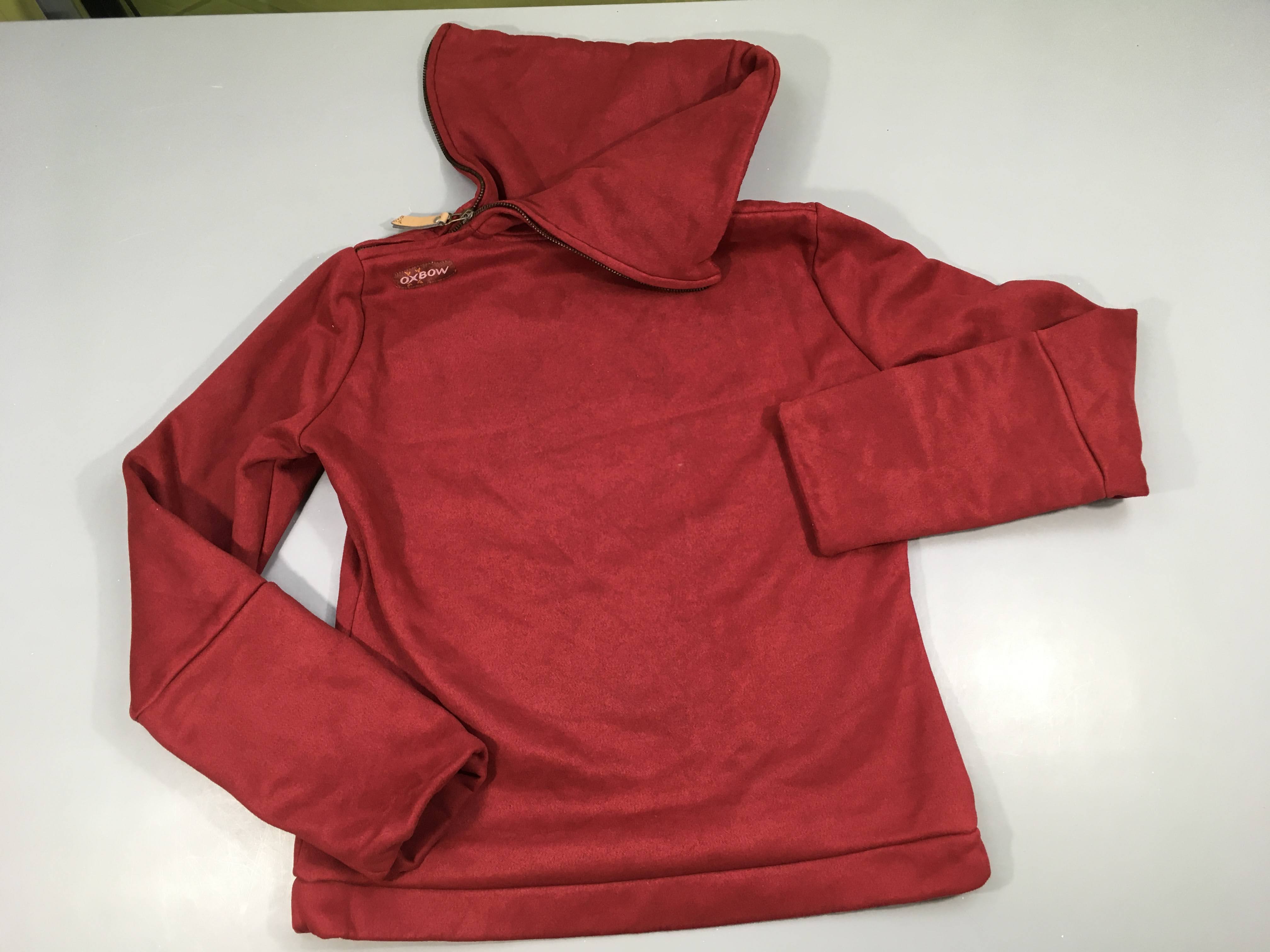 Sweat effet daim bordeaux col zippé, Oxbow, 38