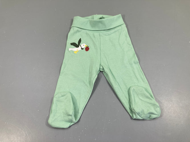 Pantalon à pied jersey vert fraise, moins cher chez Petit Kiwi
