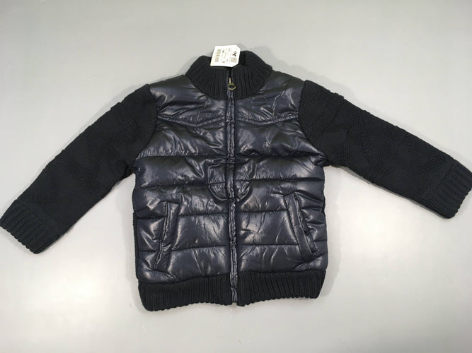 NEUF Gilet-veste zippé bleu marine, avant satiné, moins cher chez Petit Kiwi