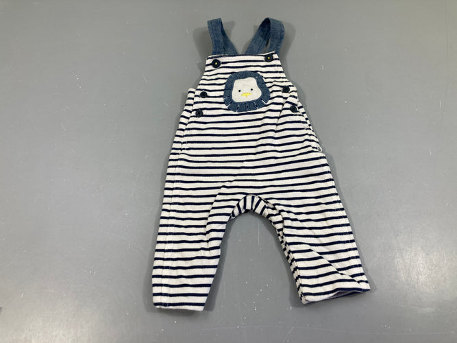 Salopette molleton blanc rayé bleu marine animal, moins cher chez Petit Kiwi