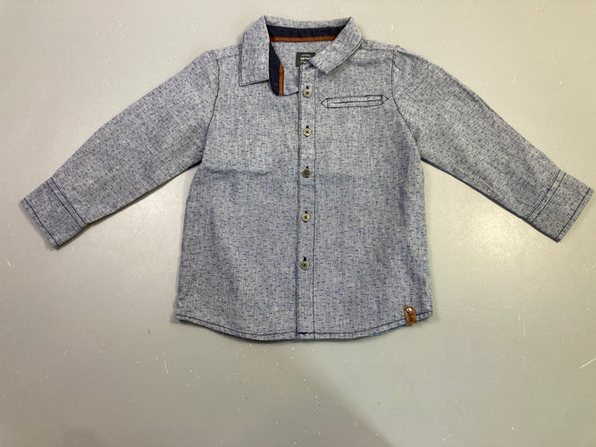 Chemise m.l bleu chinée traits poche, moins cher chez Petit Kiwi
