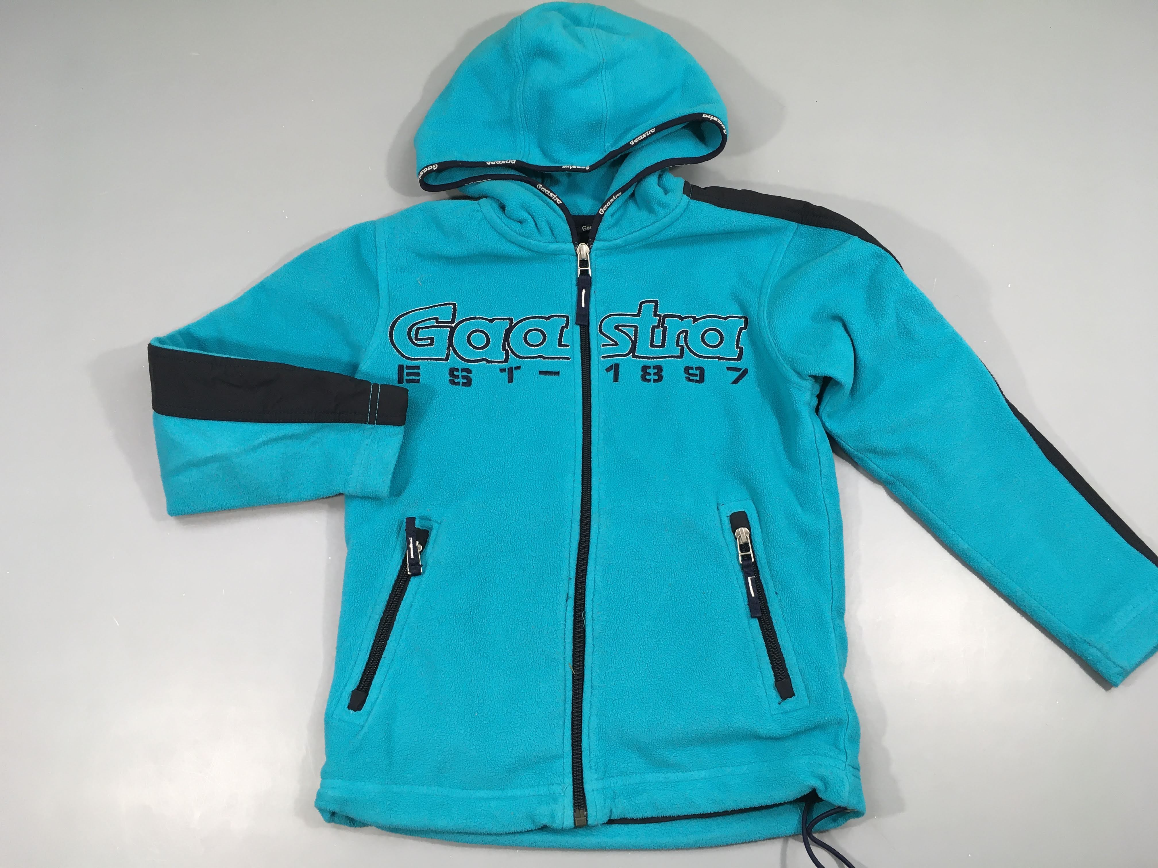 Gilet-veste polar turquoise doublure nylon à capuche