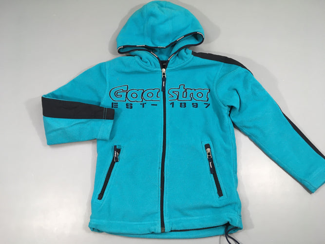 Gilet-veste polar turquoise doublure nylon à capuche, moins cher chez Petit Kiwi
