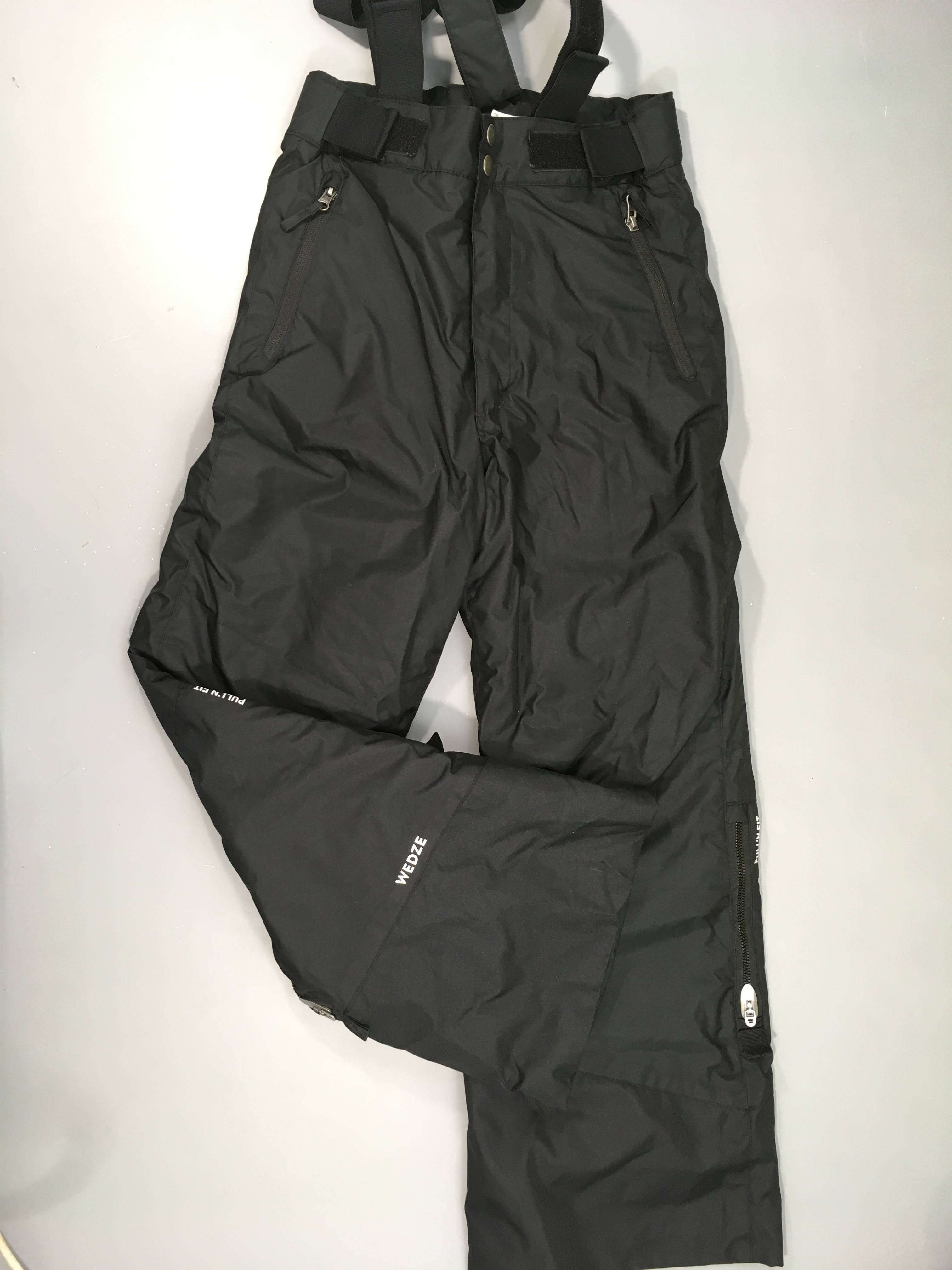 Pantalon de ski noir avec bretelles, Pull'n Fit, Wed'ze, très bon état