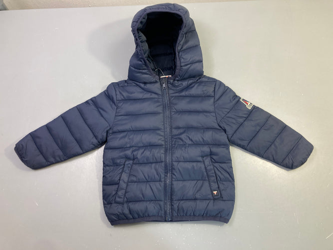 Doudoune light zippée bleu marine capuche, moins cher chez Petit Kiwi