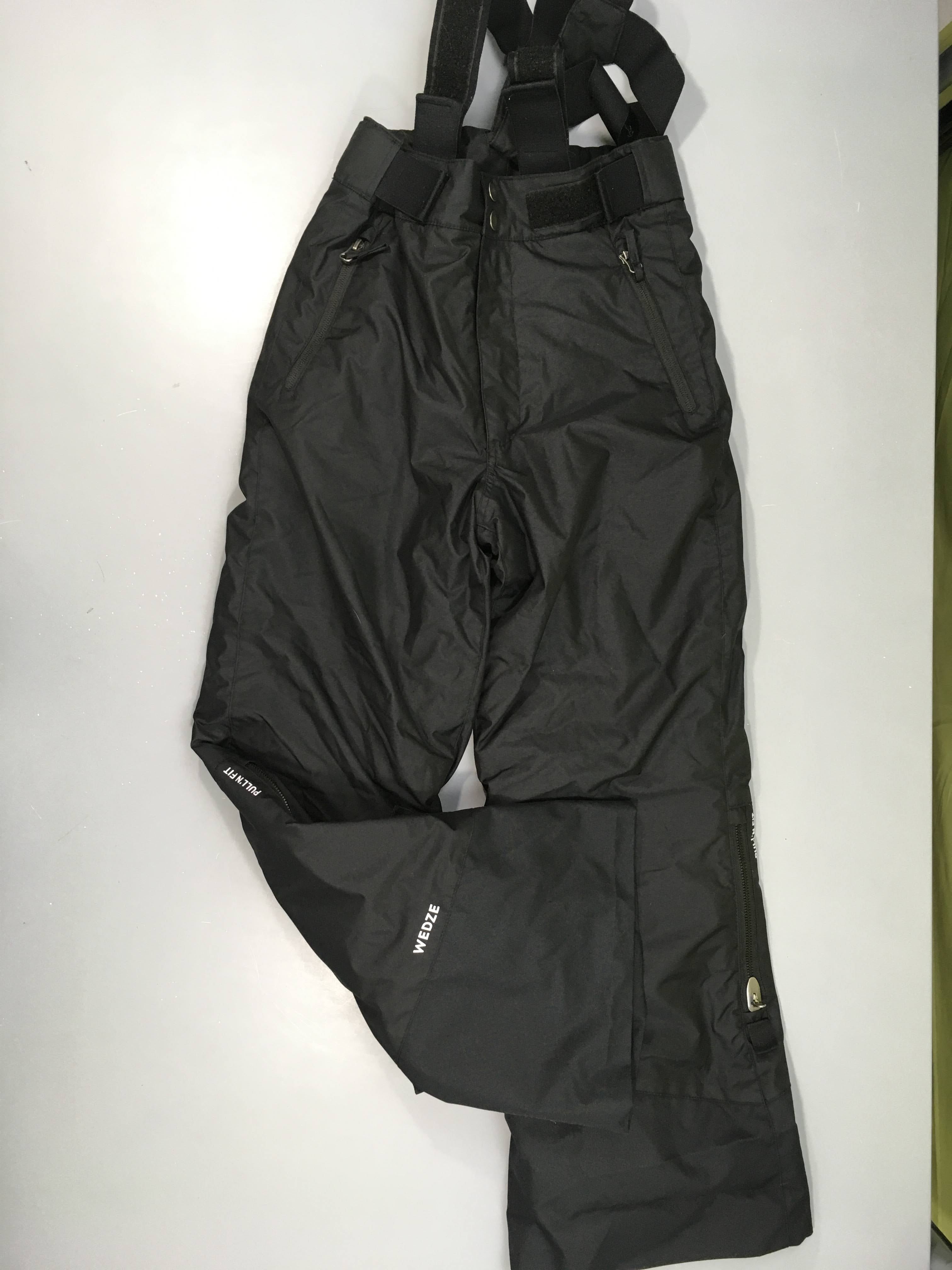 Pantalon de ski noir avec bretelles, Pull'n Fit, Wed'ze, très bon état