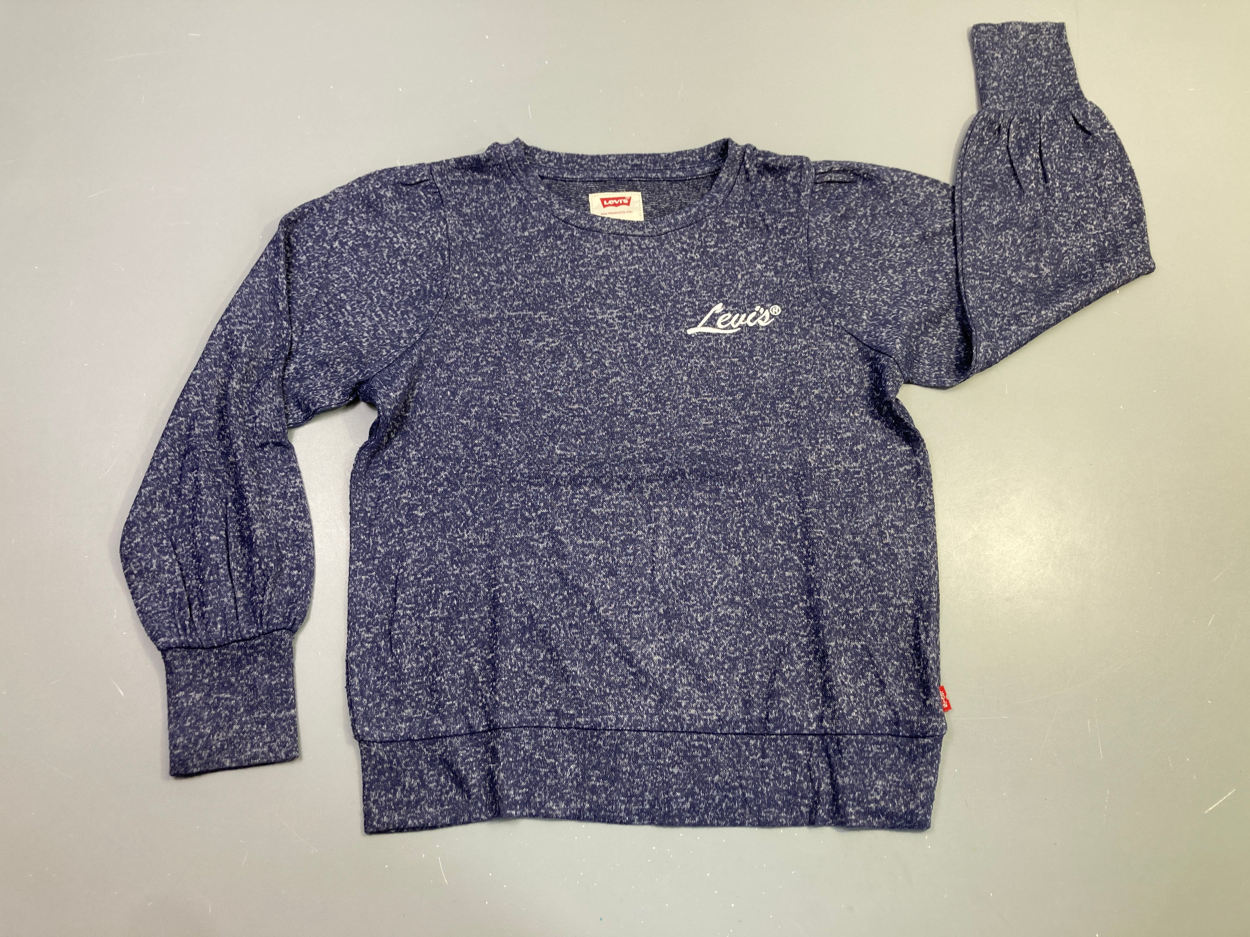 Sweat m.l mailles bleu chiné logo