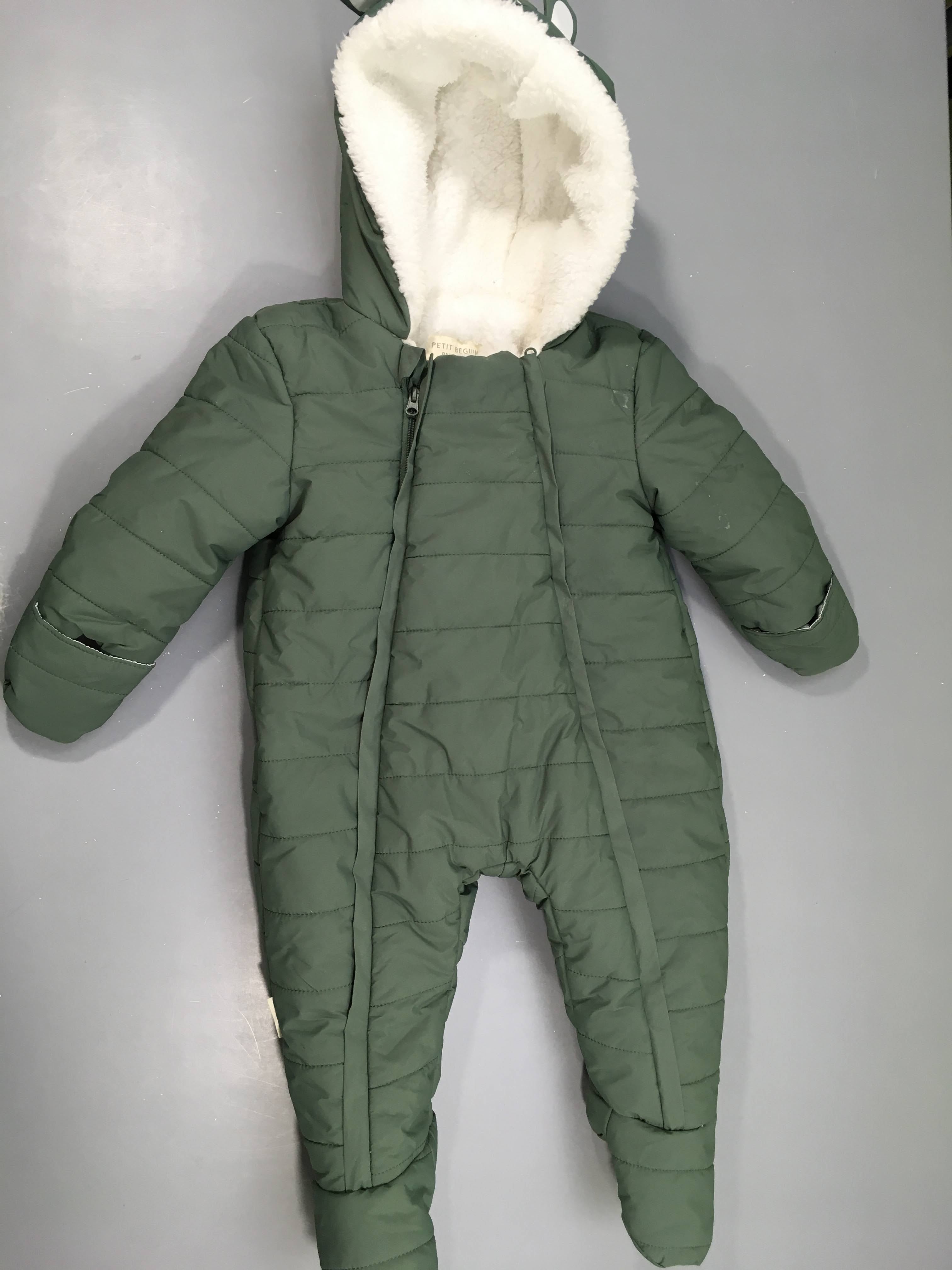 Combi pilote verte doublée velours à capuche, Petit Béguin