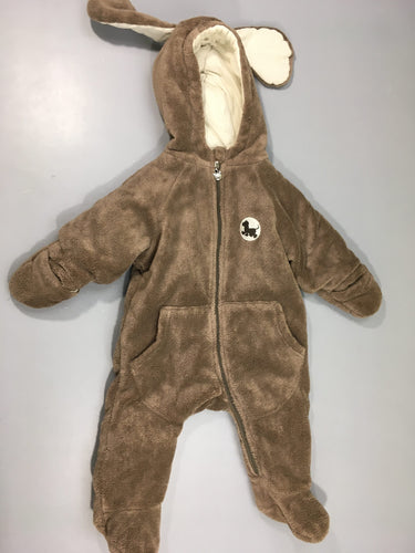 Combinaison pilote velours brun chien à capuche, doublure boulochée, moins cher chez Petit Kiwi