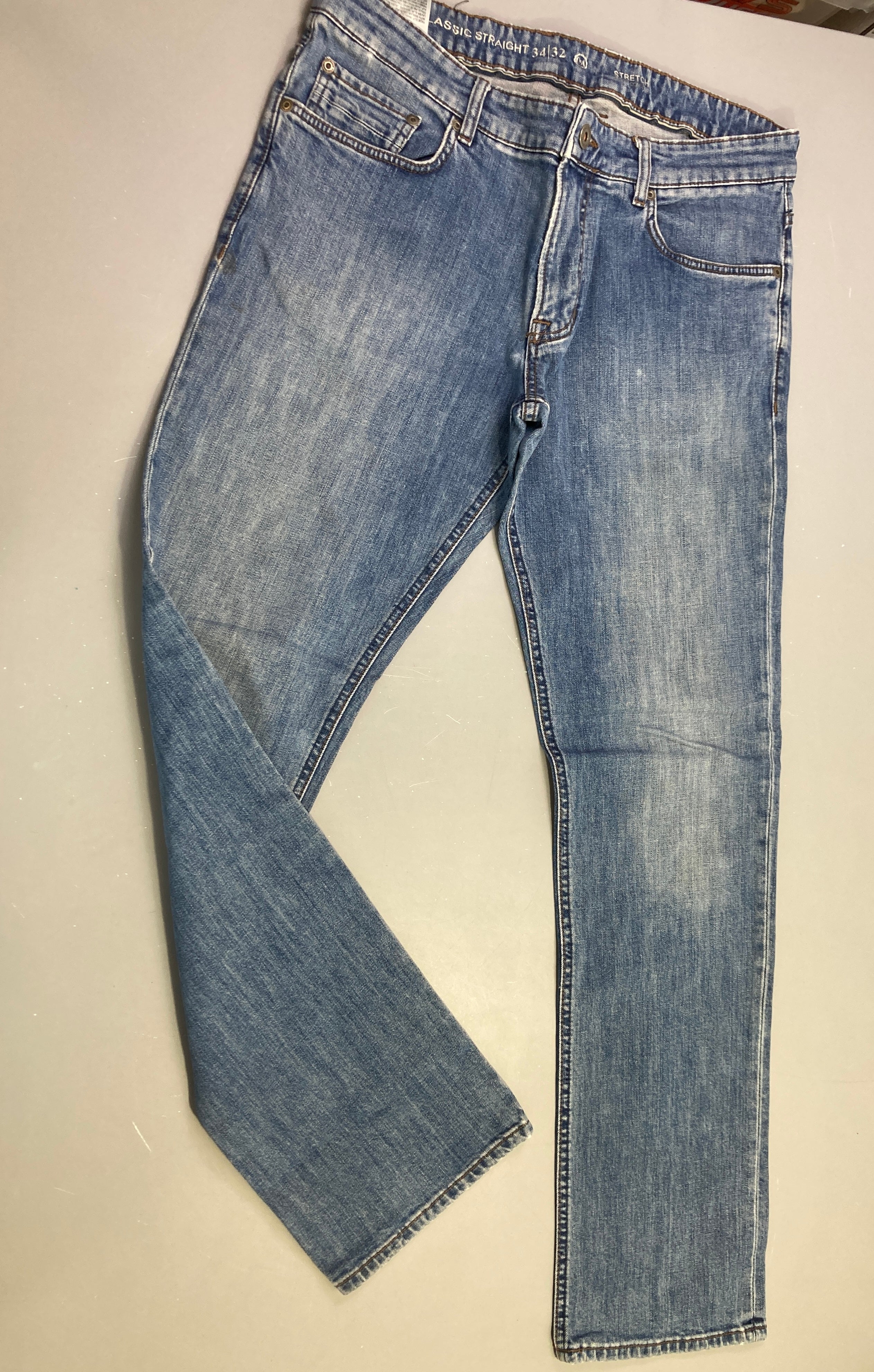 Jean bleu délavé droit, 34/32
