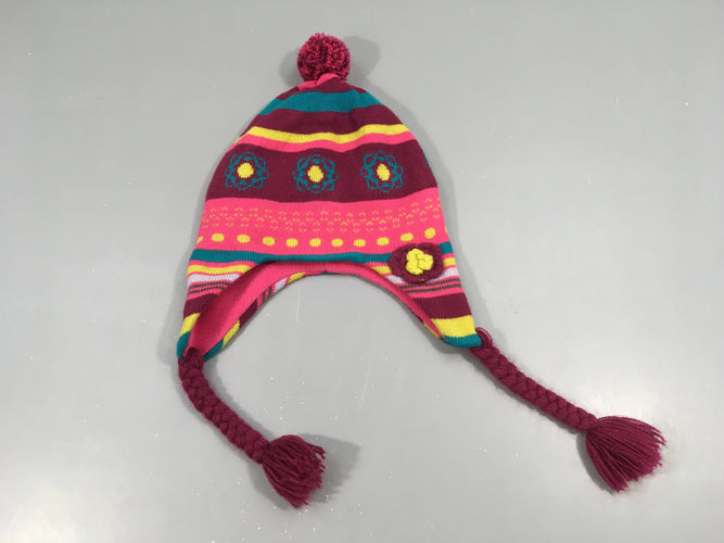 Bonnet rose rayé doublé polar, T.2, moins cher chez Petit Kiwi