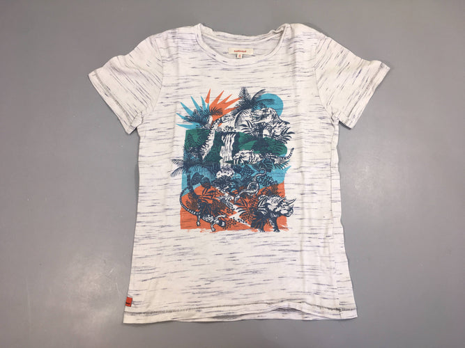 T-shirt m.c blanc flammé bleu aniamux, moins cher chez Petit Kiwi