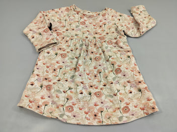 Robe ml molleton , grise à fleurs roses