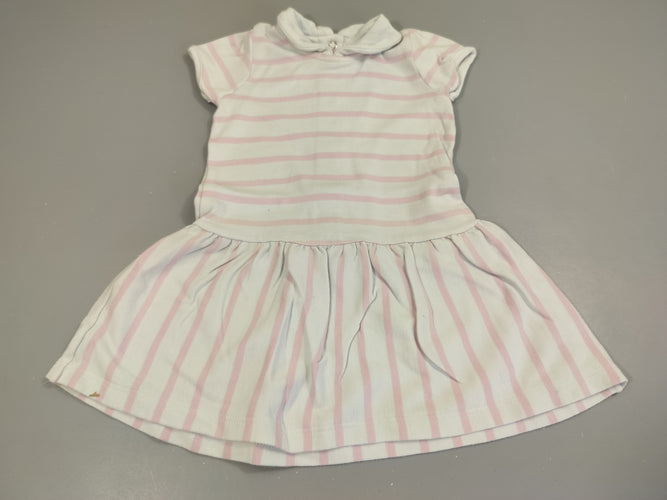 Robe m.c blanche rayé rose, moins cher chez Petit Kiwi