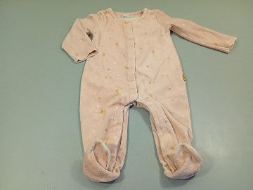 Pyjama velours rose clair , étoiles et lunes, moins cher chez Petit Kiwi