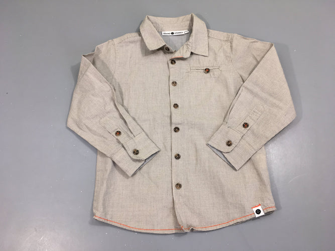 Chemise m.l beige petits carreaux, stains stories, moins cher chez Petit Kiwi