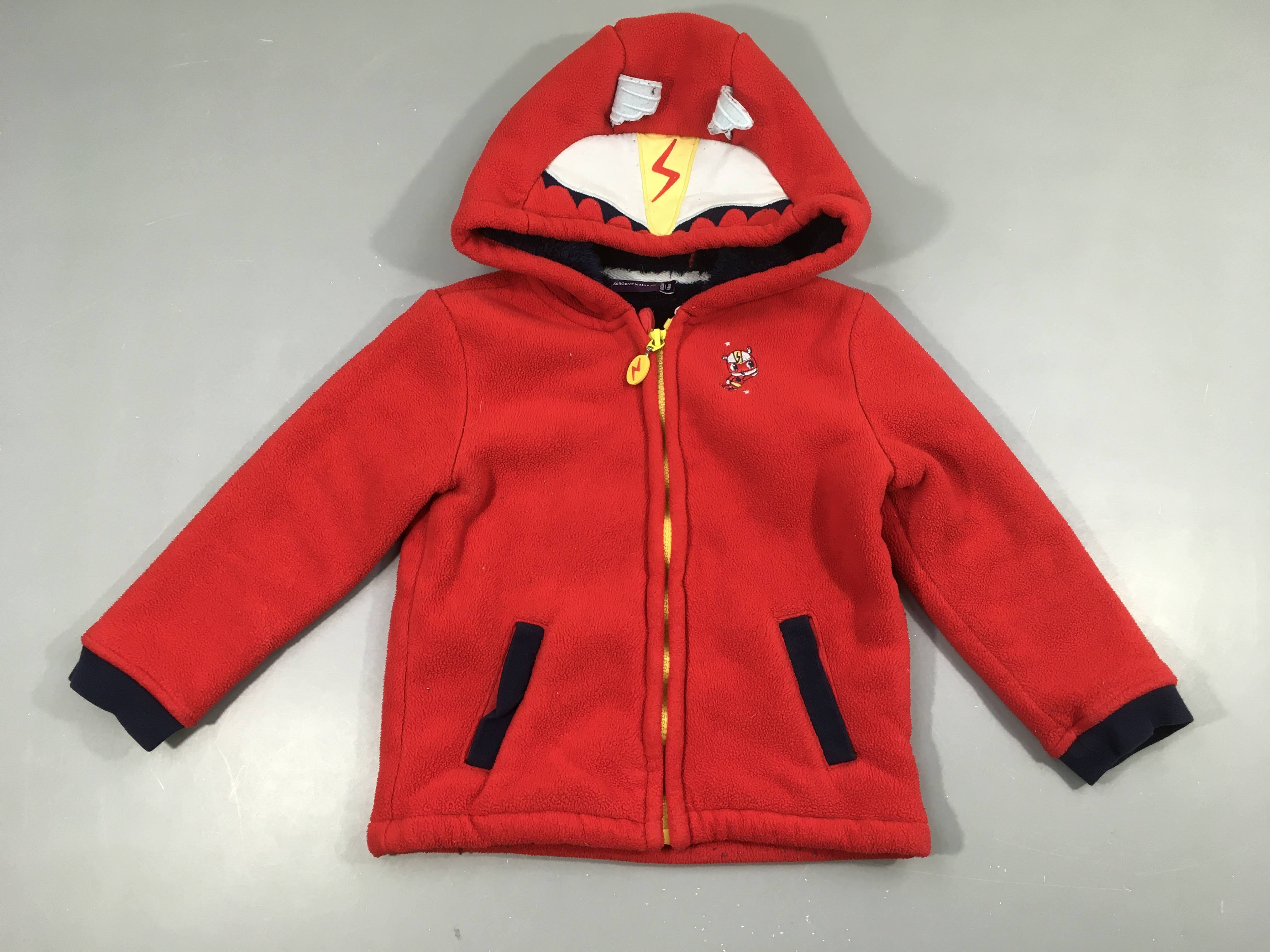 Polar zippé rouge à capuche Flash Doublé peluche