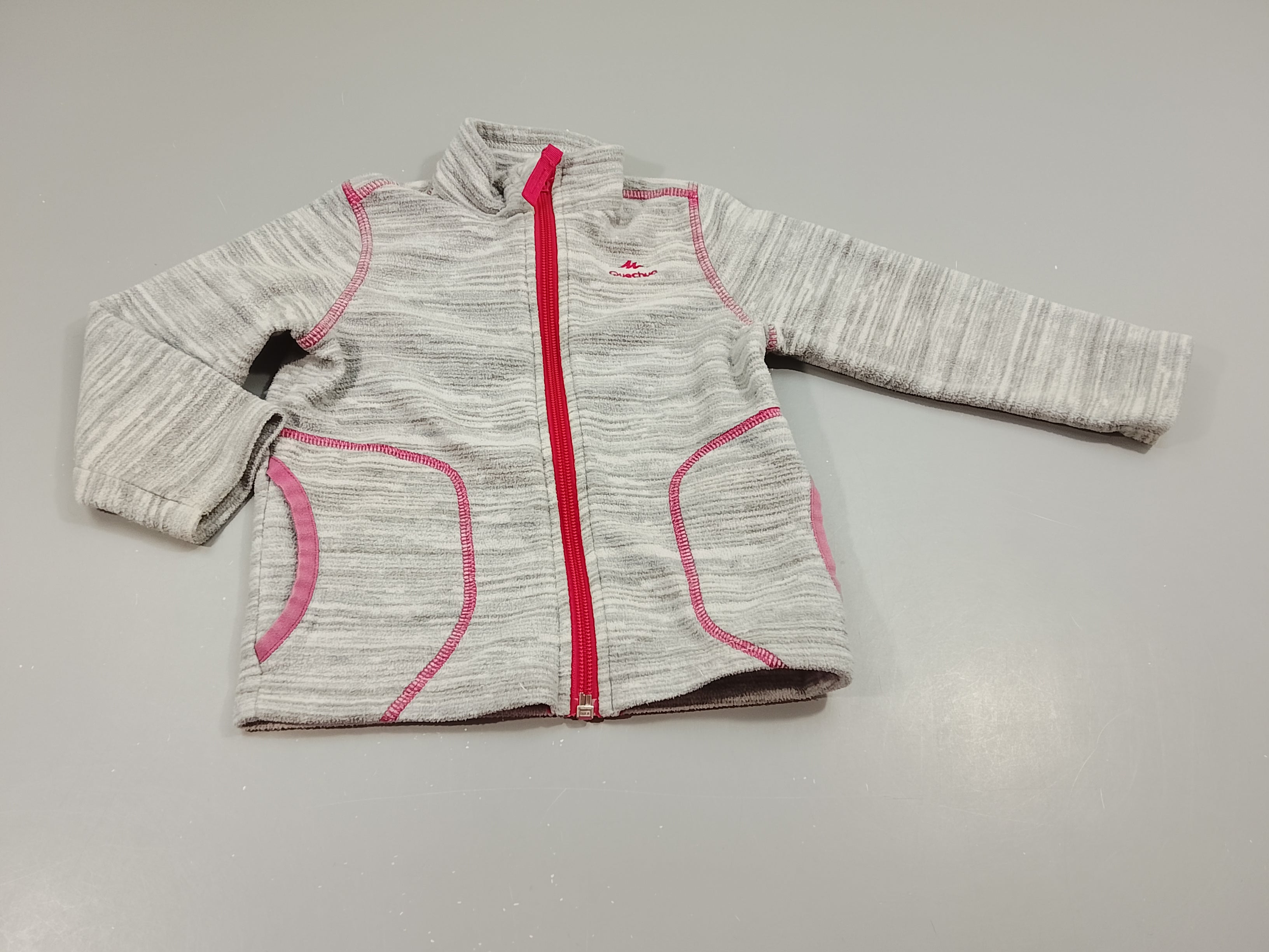 Polar zippé gris flammé/ rose 