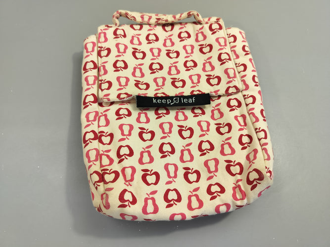 Lunch bag écru motifs poires, pommes roses, Keep Leaf, moins cher chez Petit Kiwi