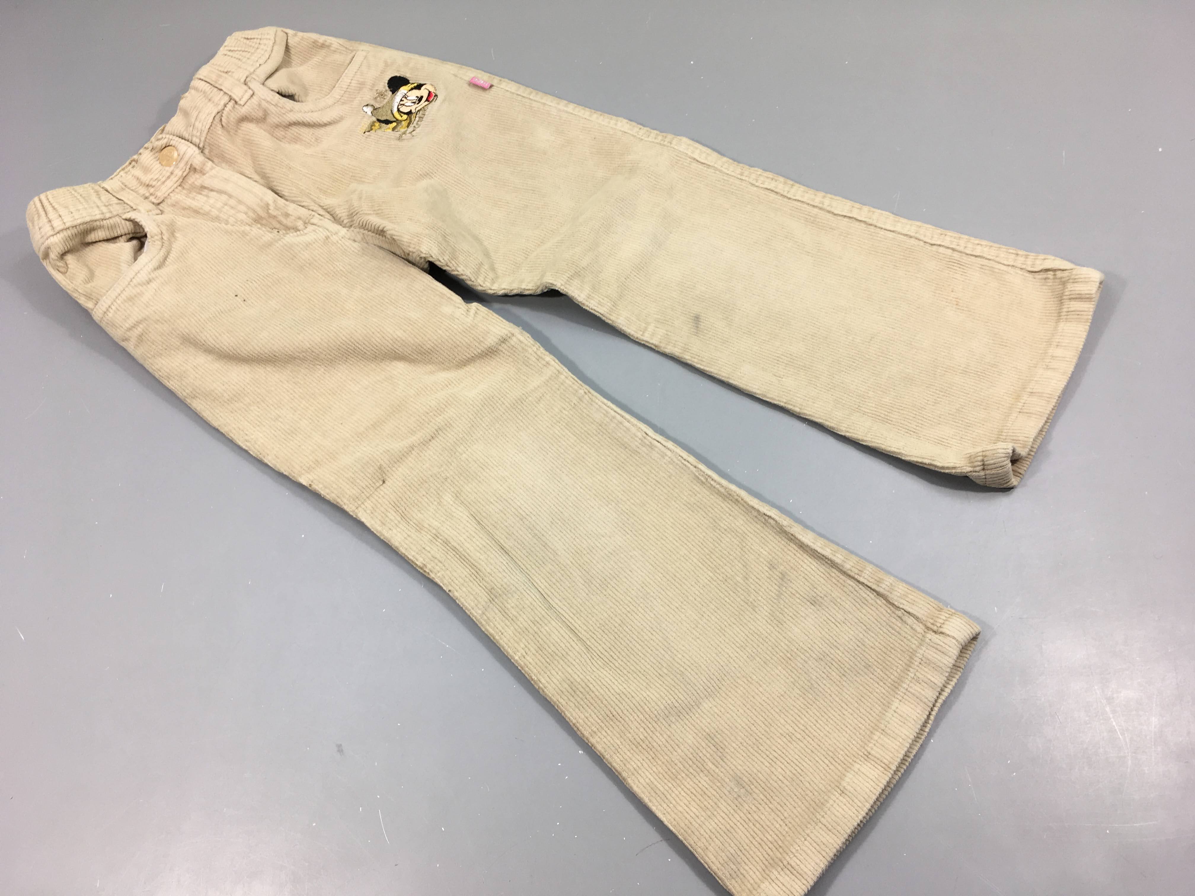 Pantalon velours côtelé beige Minnie. Quelques taches, à relaver
