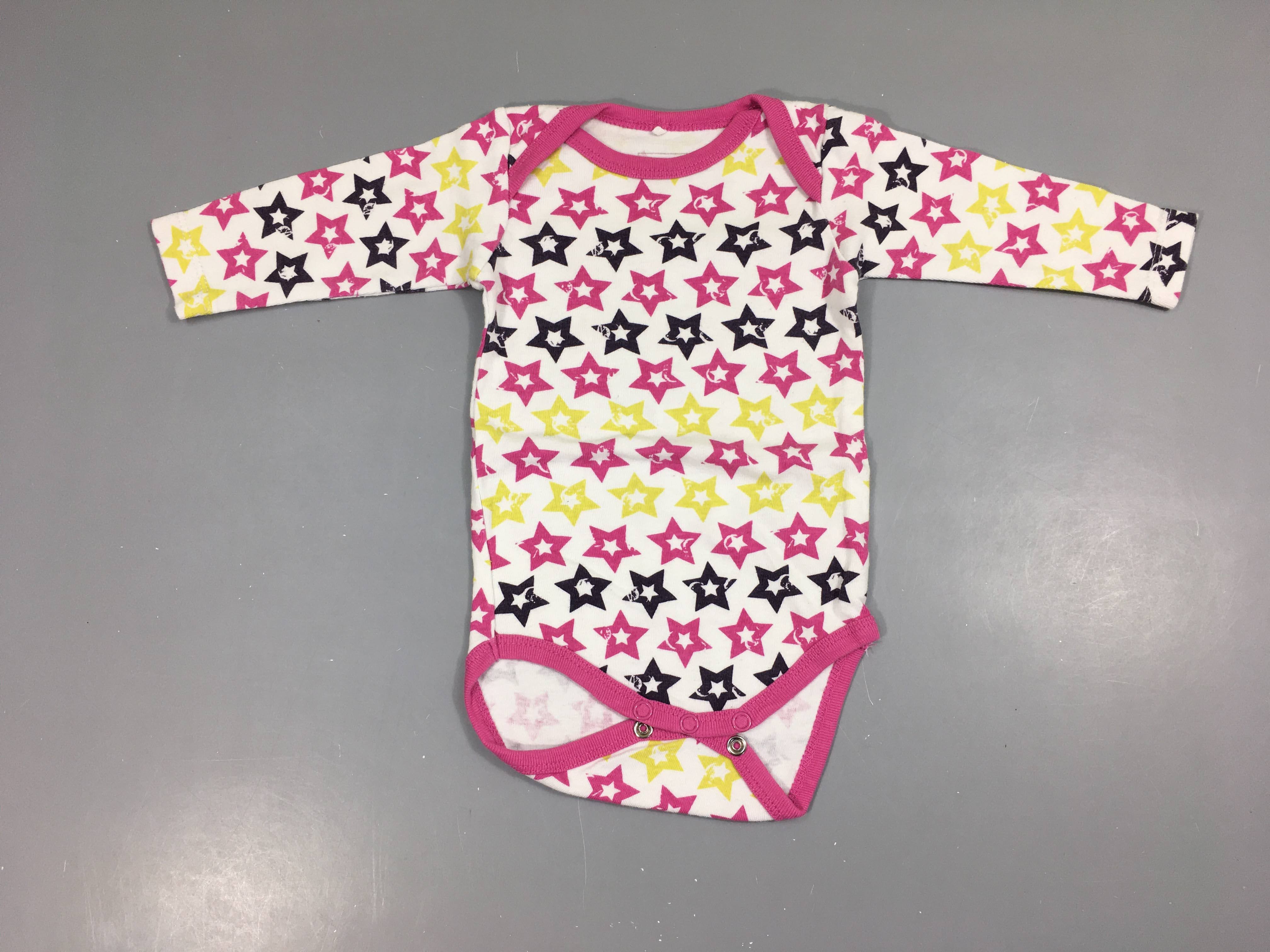 Body m.l blanc étoiles roses mauves