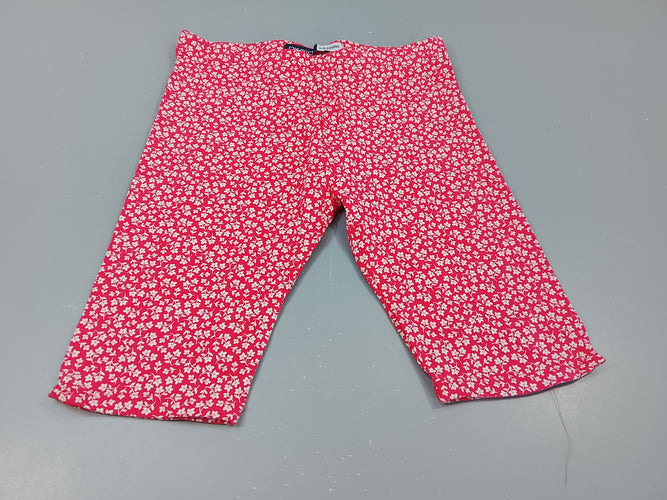 Legging 3/4 rose à fleurs blanches, moins cher chez Petit Kiwi