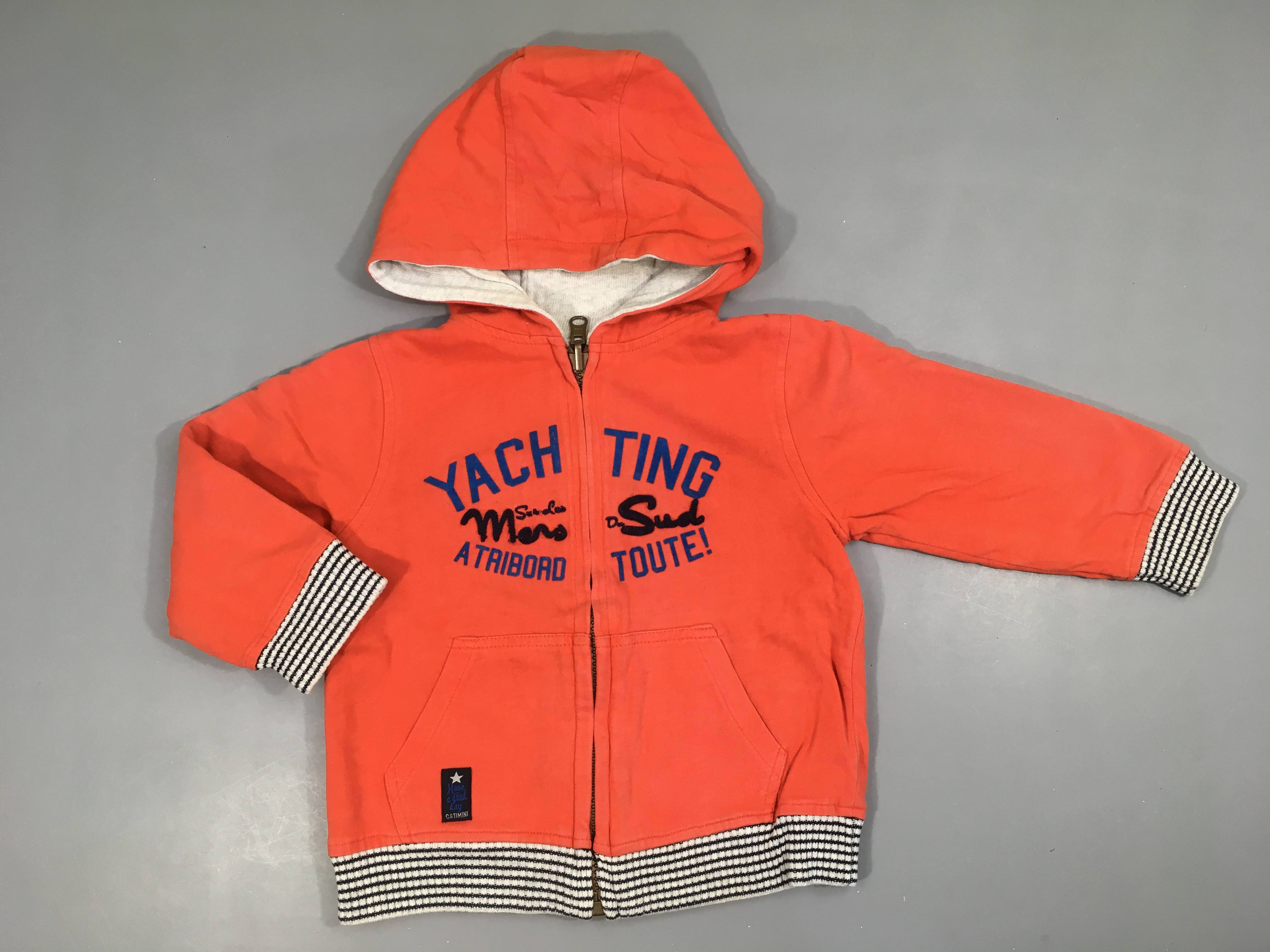 Sweat réversible à capuche orangé/gris Yachting