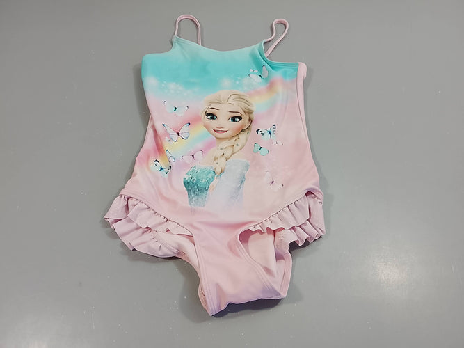 Maillot bleu et rose, Elsa, Reine des neiges, Pas de taille indiquée, estimée 13a, moins cher chez Petit Kiwi