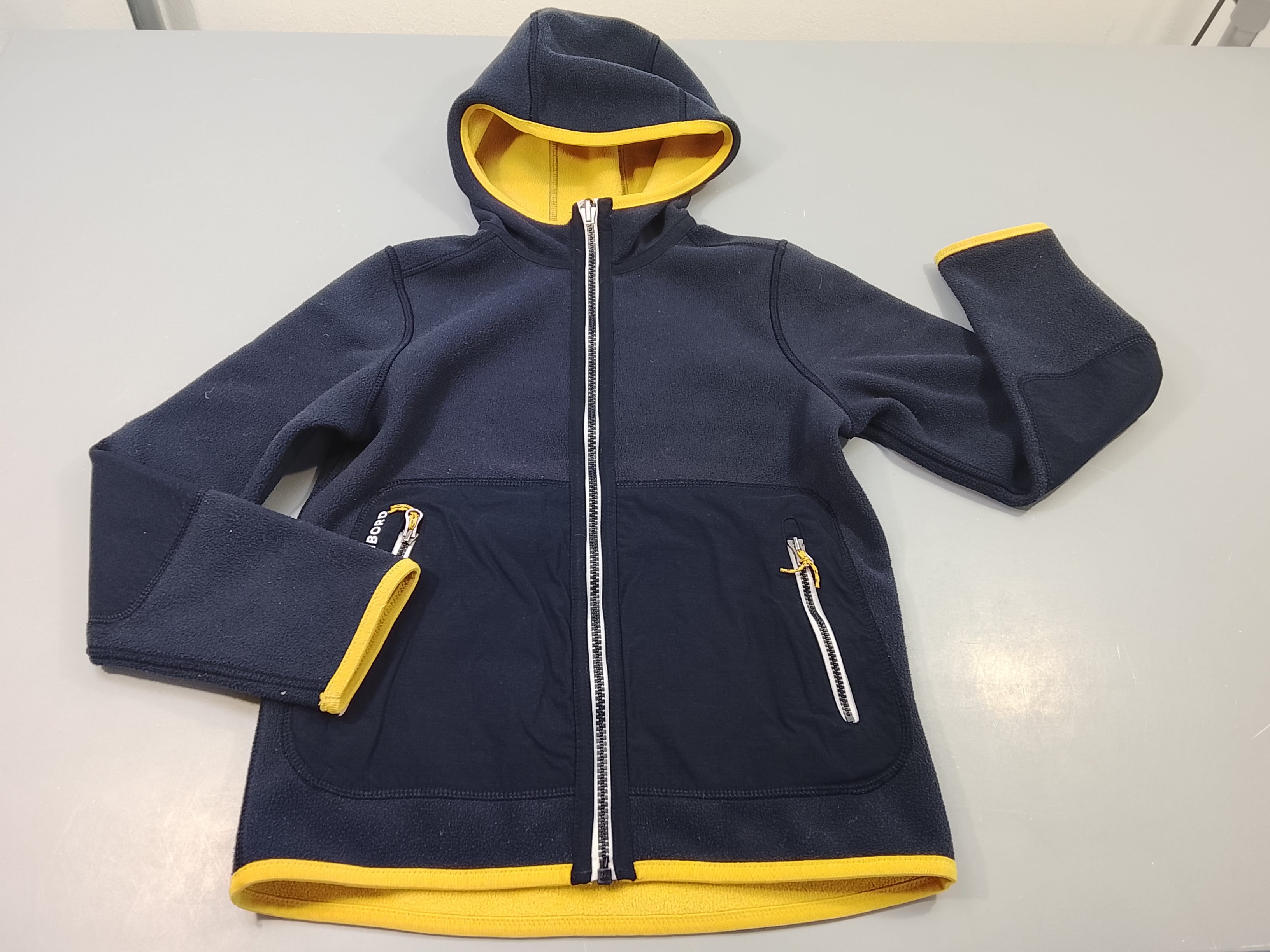 Gilet  Tribord zippé à capuche polar réversible bleu marine / jaune