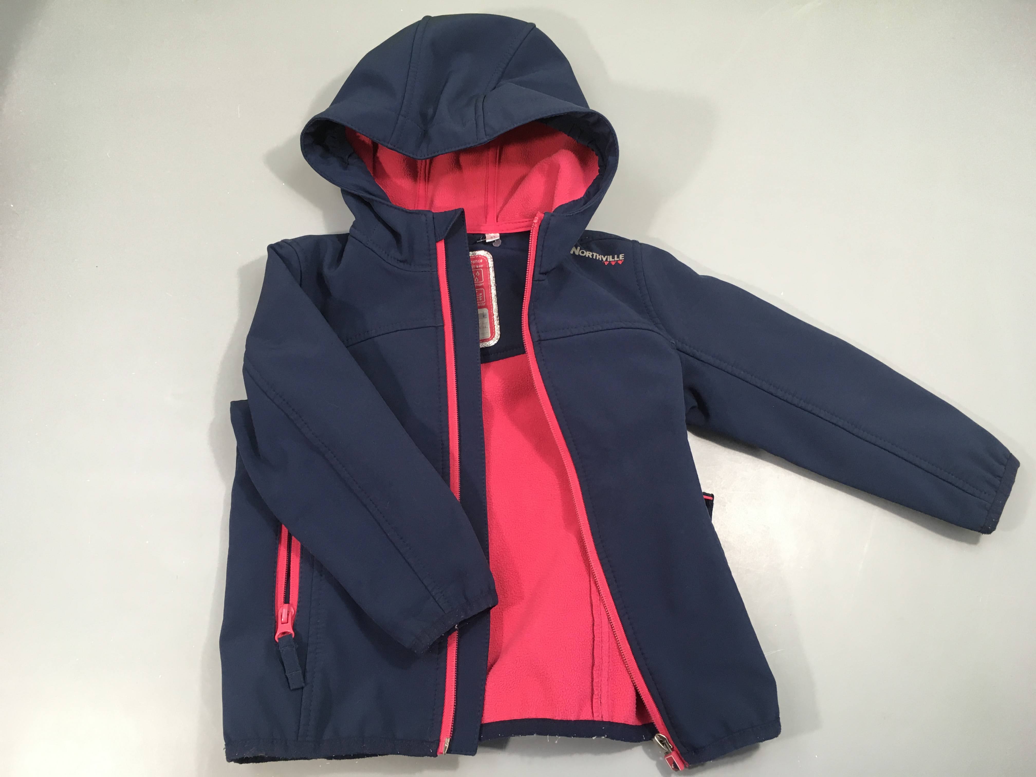 Veste à capuche zippée bleu marine et rose