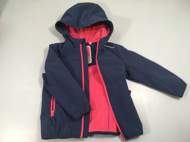 Veste à capuche zippée bleu marine et rose, moins cher chez Petit Kiwi