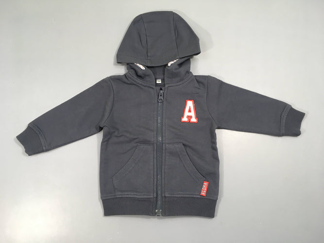 Sweat zippé à capuche gris A Légèrement bouloché, moins cher chez Petit Kiwi
