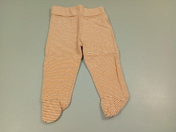 Pantalon à pieds  jersey rayé blanc et brun clair