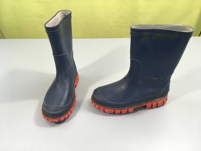 Bottes de pluie bleu foncé-semelles rouges., moins cher chez Petit Kiwi