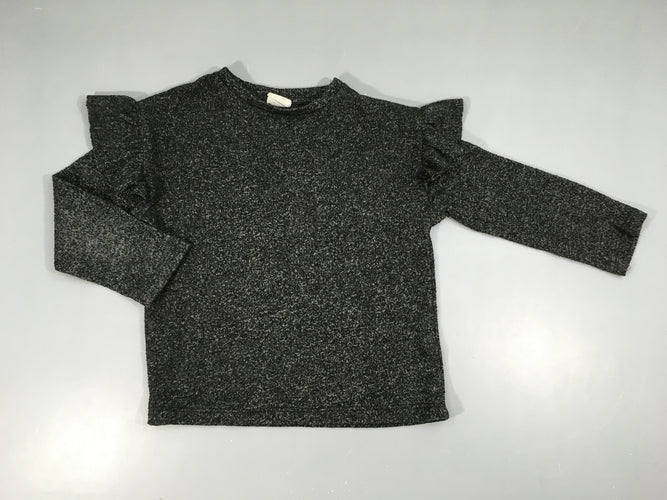 Pull noir chiné froufrous, moins cher chez Petit Kiwi