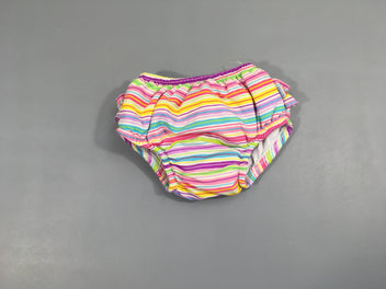 Culotte de maillot lavable rayé blanc-rose-bleu-jaune UPF 50+