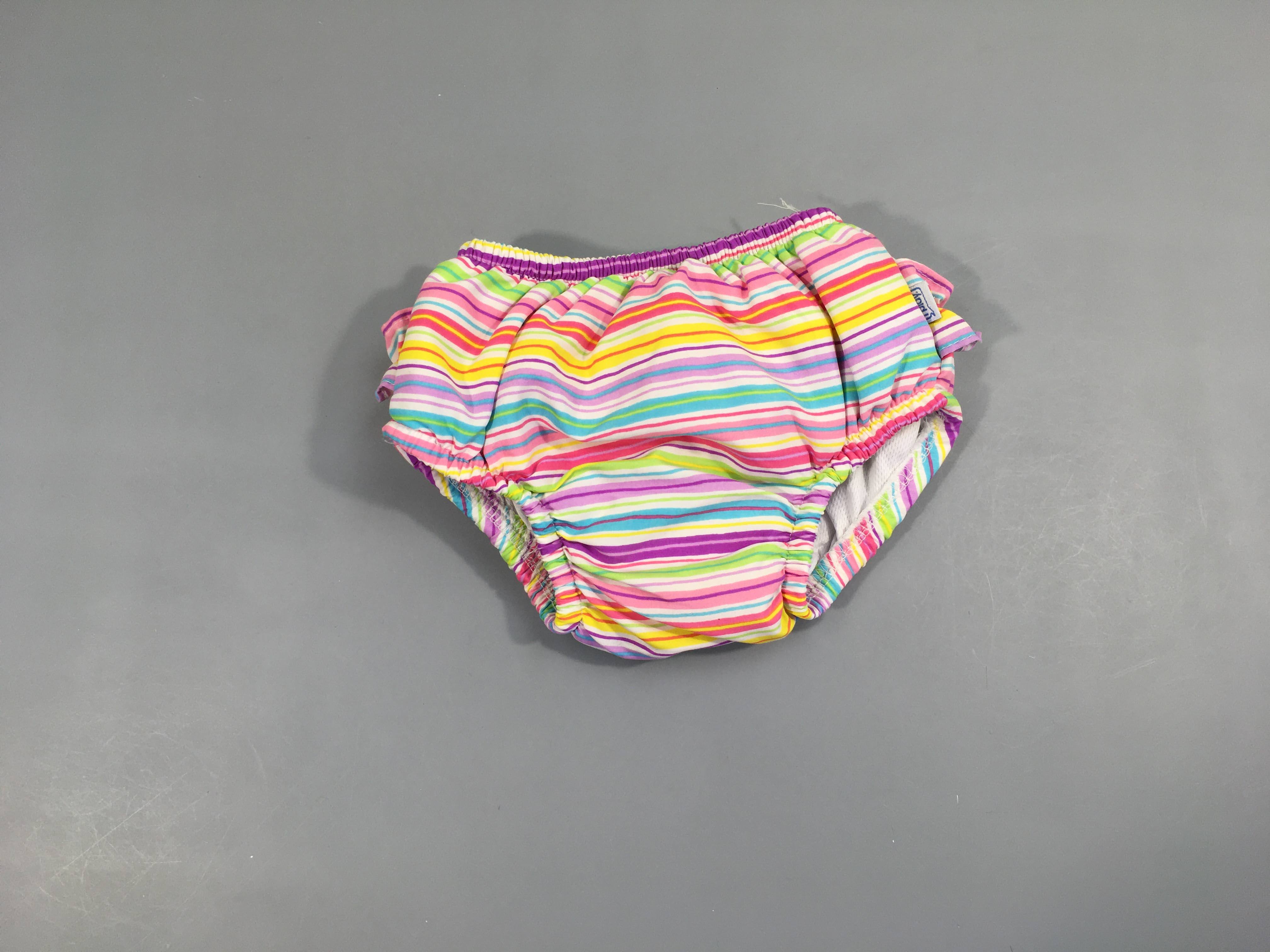 Culotte de maillot lavable rayé blanc-rose-bleu-jaune UPF 50+