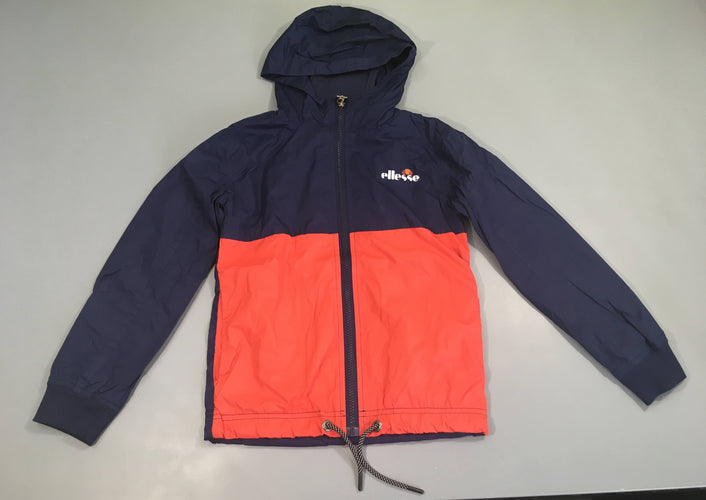 Veste coupe-vent à capuche bleu foncé-orange doublé jersey Ellesse, moins cher chez Petit Kiwi