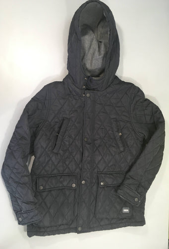 Manteau à capuche bleu foncé matelassé, moins cher chez Petit Kiwi