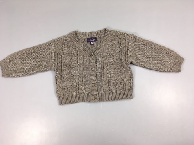 Gilet mailles taupes fils métalisé argenté, moins cher chez Petit Kiwi