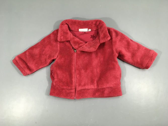 Gilet zippé velours aoutiné rose foncé, moins cher chez Petit Kiwi