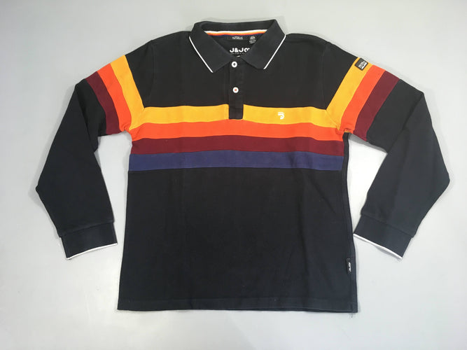 Polo ml bleu foncé arc-en-ciel, moins cher chez Petit Kiwi