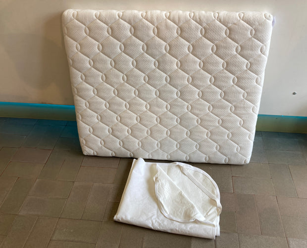 Parc cubic taupe réglable sur 3  hauteurs + Matelas déhoussable avec Alèse (auréolée)  L-99cm l-80cm Traces/petits coup sur pans latéraux., moins cher chez Petit Kiwi