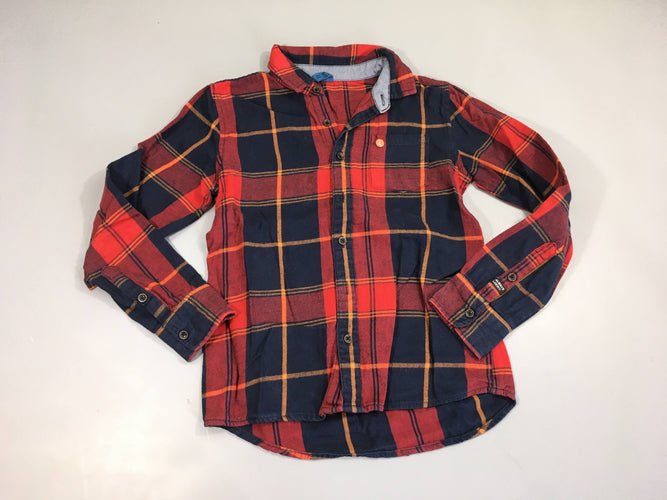 Chemise m.l flanelle à carreaux rouge foncé bleu, moins cher chez Petit Kiwi