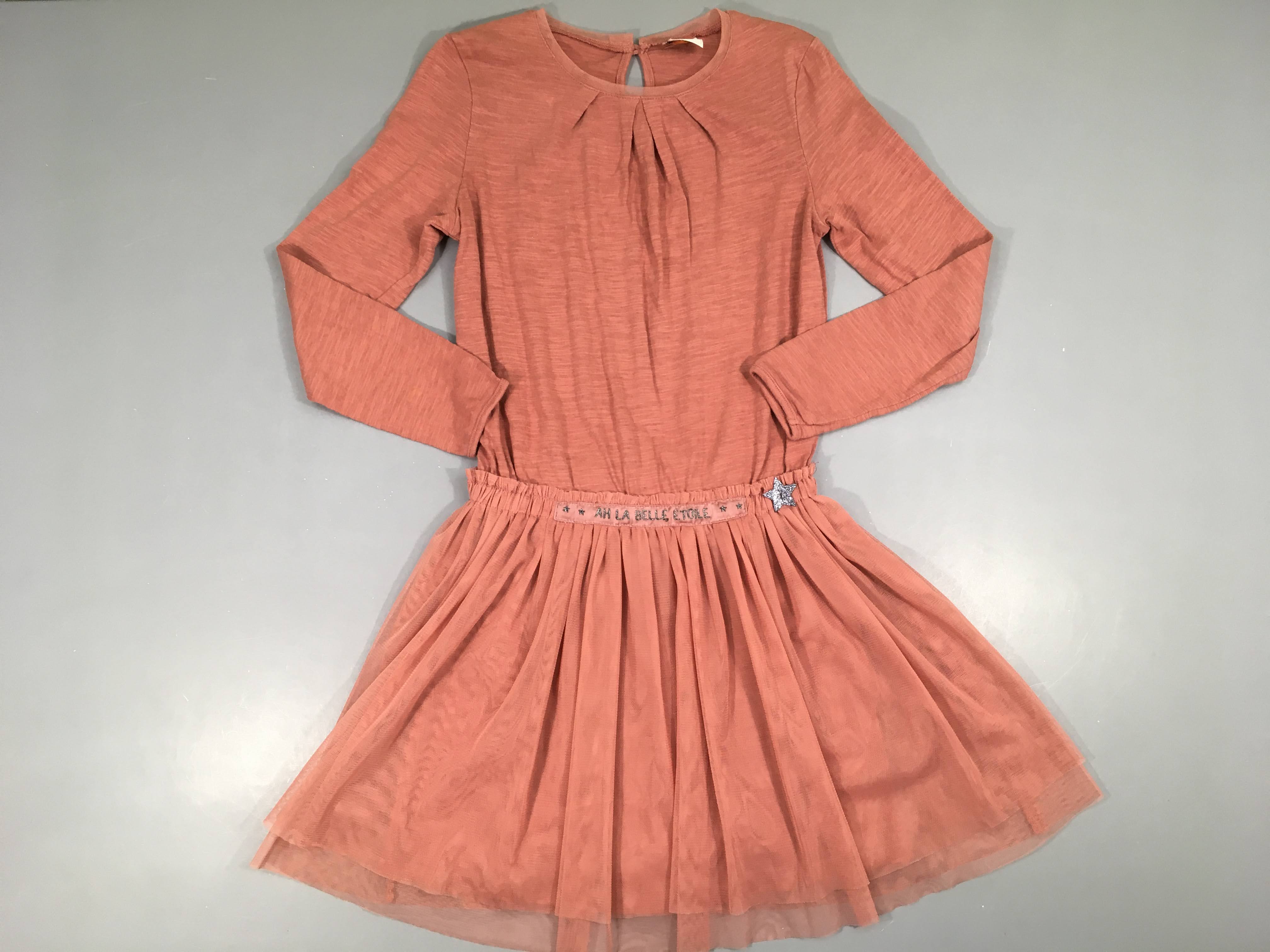 Robe m.l jersey rose flammé tulle, légèrement boulochée